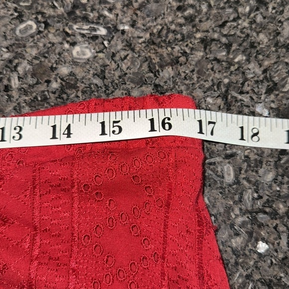 NWT Anthropologie Red Angled Tiered Eyelet Knit Pull On Skirt - Picture 9 of 11